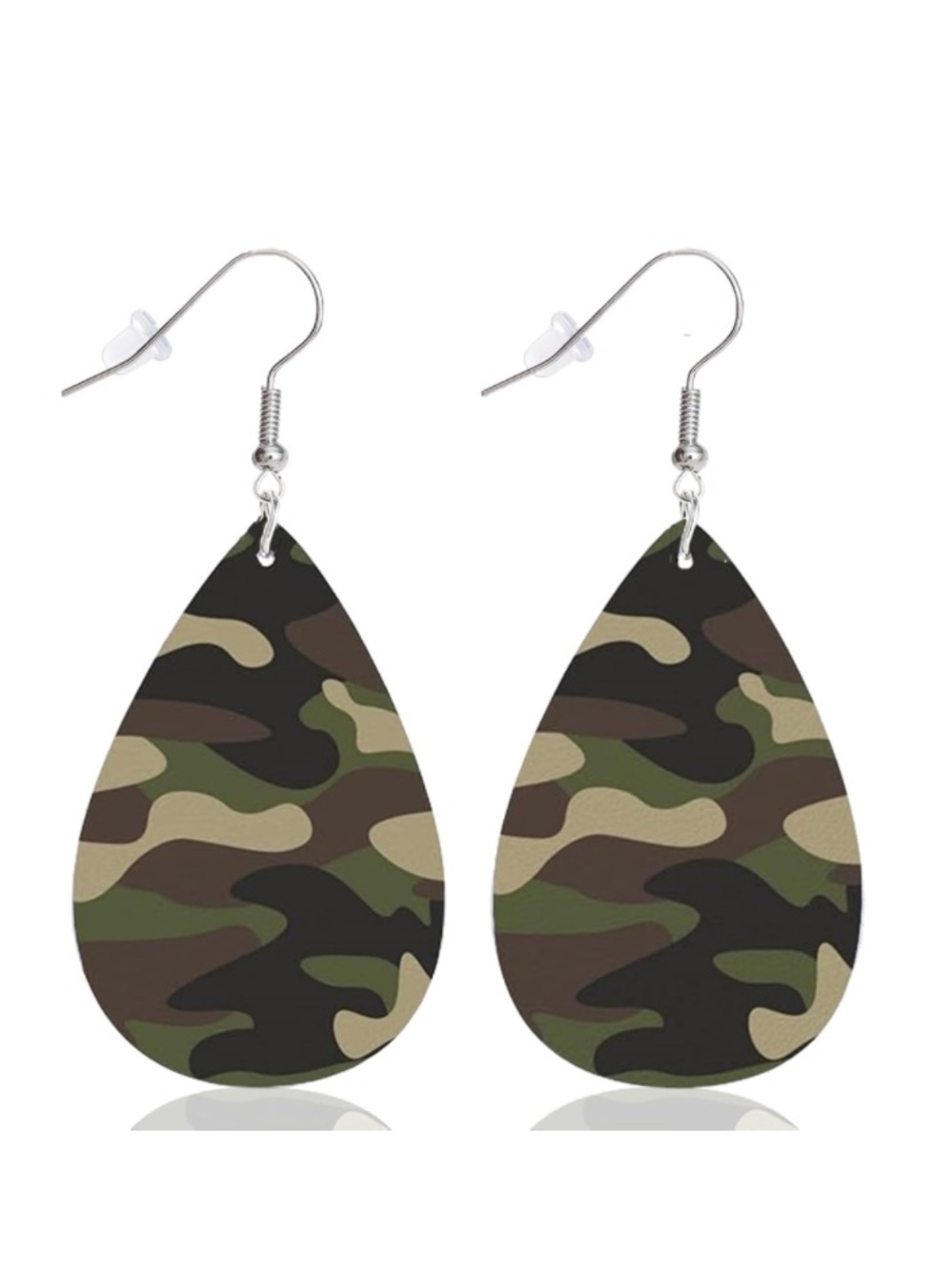 NWT No Label Green Camo Teardrop Earrings Set